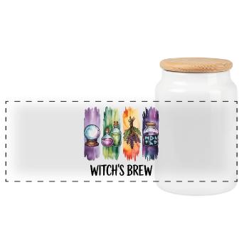 Halloween Sorcières mystiques Brew Potion Design - Boîte à biscuits avec couvercle en bois - blanc - Devant