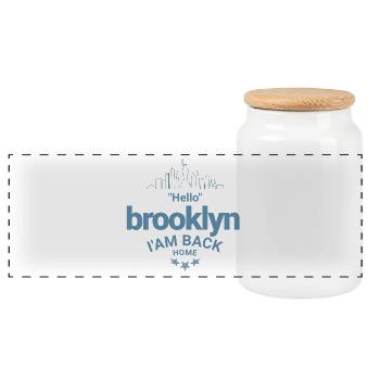 Design Brooklyn Zurück nach Hause - Panorama Keksdose mit Holzdeckel - Weiß - Vorne