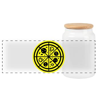 Pizza Symbol Pizzeria - Panorama Keksdose mit Holzdeckel - Weiß - Vorne