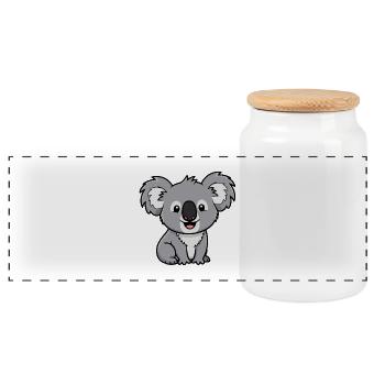 Niedlicher Koala Cartoon Motiv - Panorama Keksdose mit Holzdeckel - Weiß - Vorne