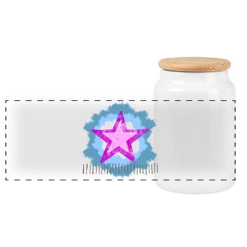 Glowing Pink Star in Watercolor Style - Panoramic Cookie Jar with Wooden Lid - white - Front