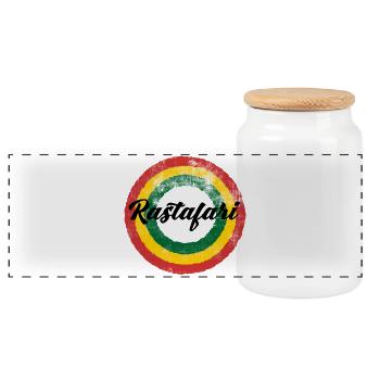 Rastafari Farbkreis Design - Panorama Keksdose mit Holzdeckel - Weiß - Vorne