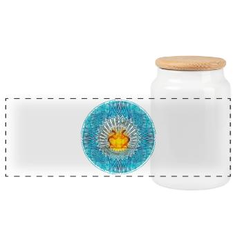 Heilige Flamme Mandala Design Ibiza - Panorama Keksdose mit Holzdeckel - Weiß - Vorne