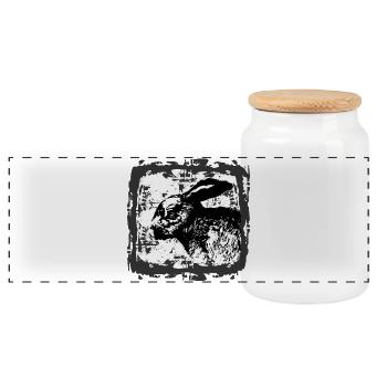 Silhouette de lapin noir et blanc - Boîte à biscuits avec couvercle en bois - blanc - Devant