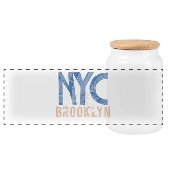 NYC Brooklyn – Style urbain - Boîte à biscuits avec couvercle en bois - blanc - Devant