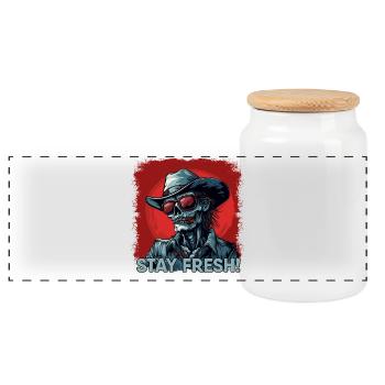 Zombie Cowboy mit Spruch - Panorama Keksdose mit Holzdeckel - Weiß - Vorne