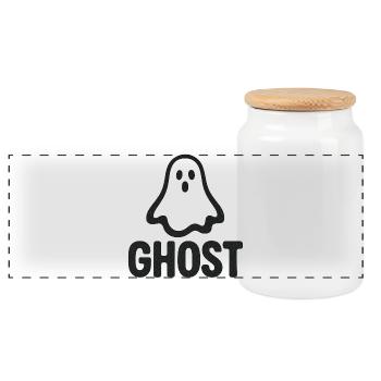Fun Fantom Design in Black and White - Panoramic Cookie Jar with Wooden Lid - white - Front