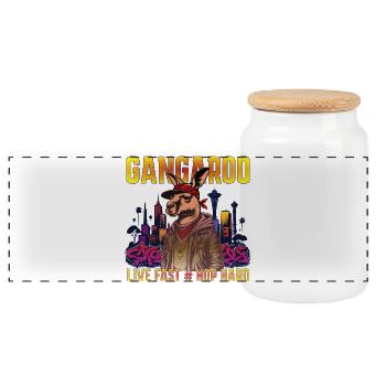 Gangaroo Urban Hip Hop Design - Panoramic Cookie Jar with Wooden Lid - white - Front