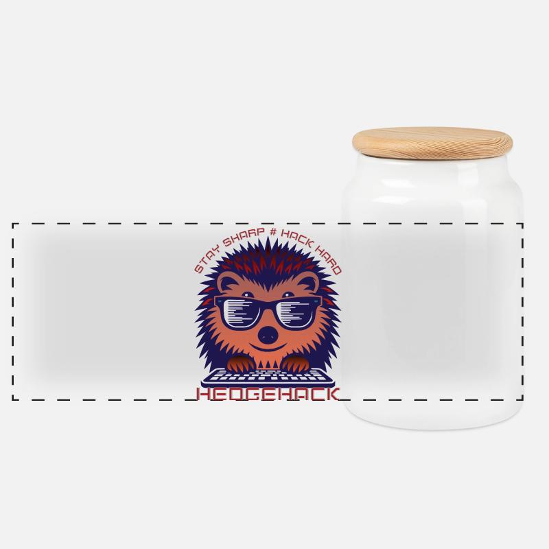 Igel Codierung Enthusiast T-Shirt - Panorama Keksdose mit Holzdeckel - Weiß
