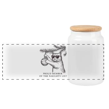Chat coquin – T-shirt de Noël vintage - Boîte à biscuits avec couvercle en bois - blanc - Devant