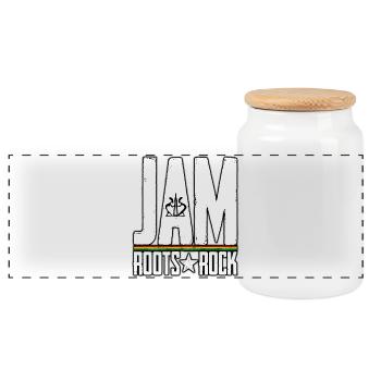 JAM Roots Rock Reggae Design - Boîte à biscuits avec couvercle en bois - blanc - Devant
