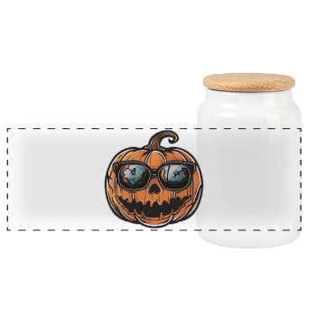 Citrouille d'Halloween cool - Boîte à biscuits avec couvercle en bois - blanc - Devant