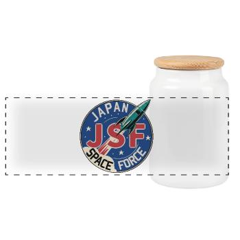 Force spatiale japonaise - Boîte à biscuits avec couvercle en bois - blanc - Devant