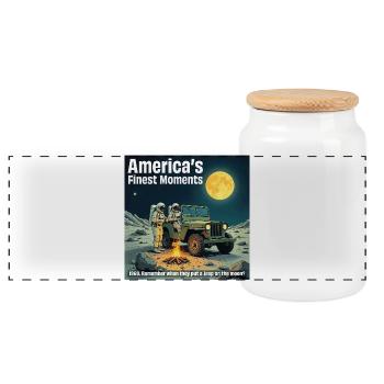 America’s Finest Moments - Panoramic Cookie Jar with Wooden Lid - white - Front
