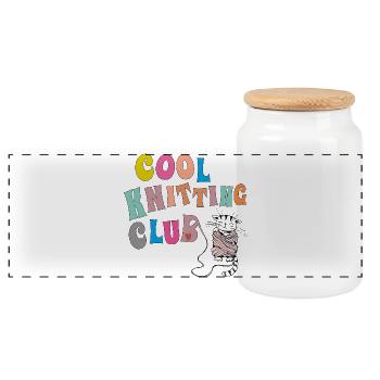 Club de tricot cool - Boîte à biscuits avec couvercle en bois - blanc - Devant