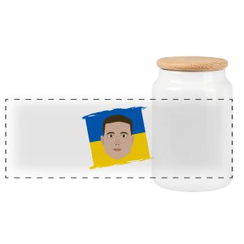 Zelensky Ukraine Flag - Panoramic Cookie Jar with Wooden Lid - white - Front