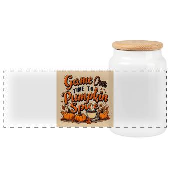Pumpkin Spice Game Over - Panorama Keksdose mit Holzdeckel - Weiß - Vorne