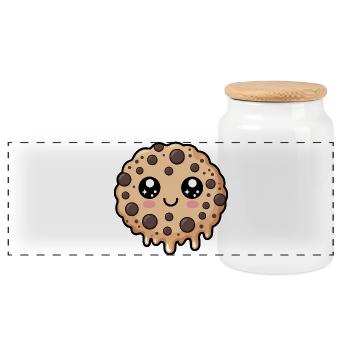Biscuit kawaii aux pépites de chocolat - Boîte à biscuits avec couvercle en bois - blanc - Devant