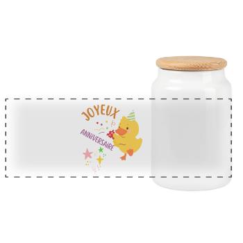 Joyeux anniversaire - Boîte à biscuits avec couvercle en bois - blanc - Devant