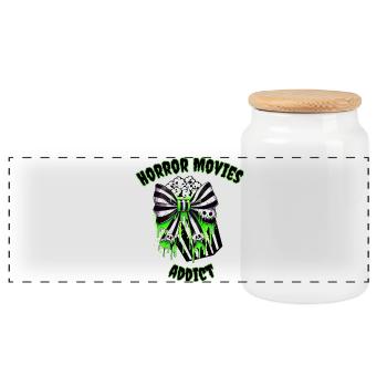 Horrorfilme Addict Geschenk Design - Panorama Keksdose mit Holzdeckel - Weiß - Vorne