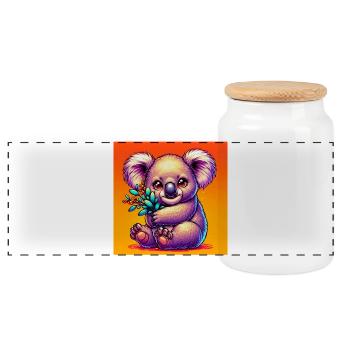 Koala - Panorama Keksdose mit Holzdeckel - Weiß - Vorne