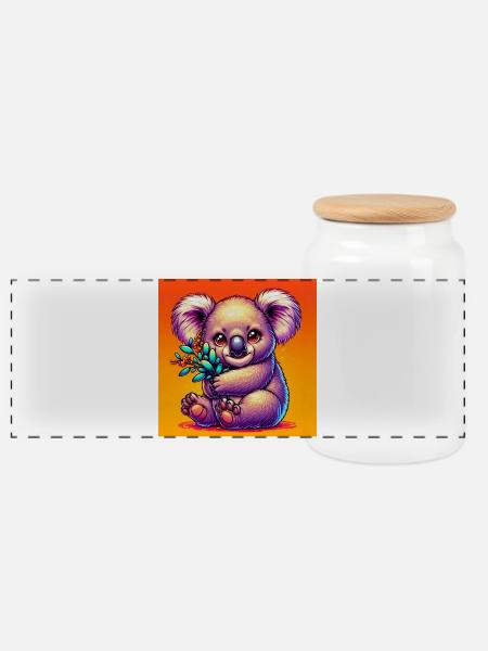 Koala - Panorama Keksdose mit Holzdeckel - Weiß