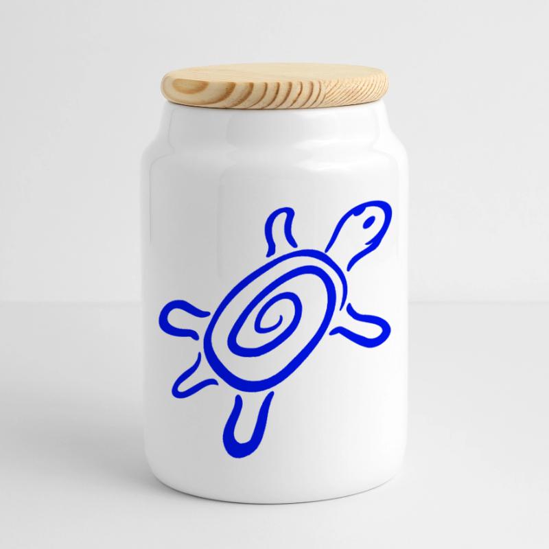 turtle spiral turtle shell pattern cute Panoramic Cookie Jar with Wooden Lid