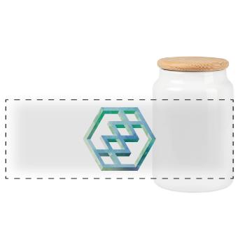 Geometrisches Hexagon Muster Kunst - Panorama Keksdose mit Holzdeckel - Weiß - Vorne