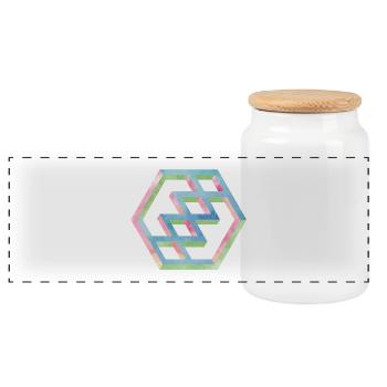 Abstraktes Bunte Hexagonmuster - Panorama Keksdose mit Holzdeckel - Weiß - Vorne