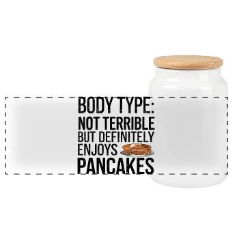 Citation humoristique sur le type de corps de crêpe - Boîte à biscuits avec couvercle en bois - blanc - Devant