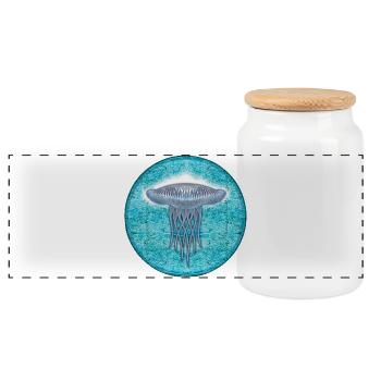Unterwasser-Jellyfish Illustration - Panorama Keksdose mit Holzdeckel - Weiß - Vorne
