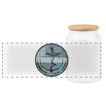 Abstract Anchor Illustration - Panoramic Cookie Jar with Wooden Lid - white - Front