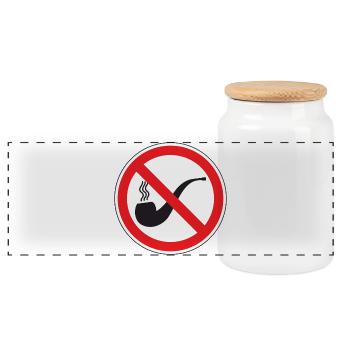 Panneau Interdiction de Fumer Pipe, Signalisation  - Boîte à biscuits avec couvercle en bois - blanc - Devant