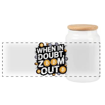 Conception de motivation pour les cryptomonnaies, Zoom arrière - Boîte à biscuits avec couvercle en bois - blanc - Devant