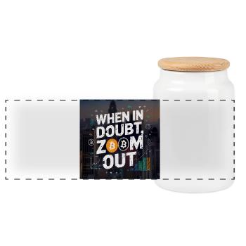 Cryptocurrency Investment Motivational Design - Panoramic Cookie Jar with Wooden Lid - white - Front