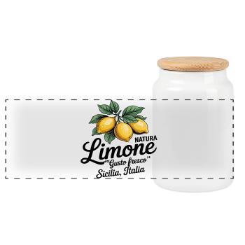 Zitrone - Limone sicilia italia - Panorama Keksdose mit Holzdeckel - Weiß - Vorne