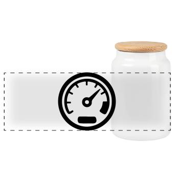 Tacho Kmh Speed Icon - Panorama Keksdose mit Holzdeckel - Weiß - Vorne