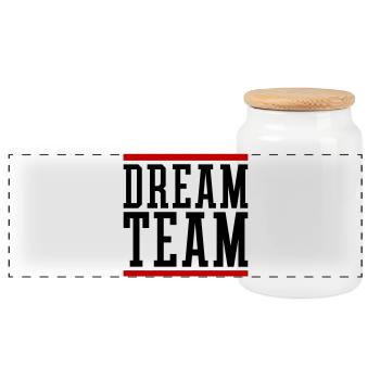 Dream Team - Panorama Keksdose mit Holzdeckel - Weiß - Vorne