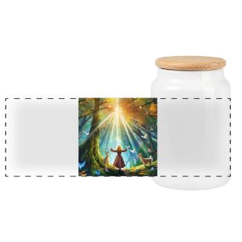 Mystischer Wald - Feel the nature - Panorama Keksdose mit Holzdeckel - Weiß - Vorne