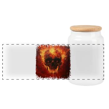 Crâne de feu - Boîte à biscuits avec couvercle en bois - blanc - Devant