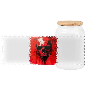 Dunkler Skull Kunstdruck - Panorama Keksdose mit Holzdeckel - Weiß - Vorne