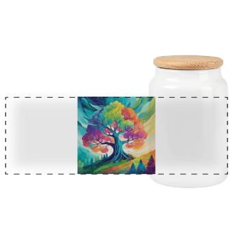 Arbre arc-en-ciel de la créativité - Boîte à biscuits avec couvercle en bois - blanc - Devant