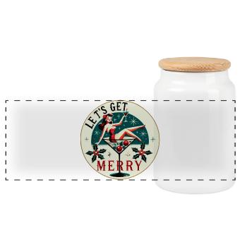 Festive Pin-Up Cocktail Design - Panoramic Cookie Jar with Wooden Lid - white - Front