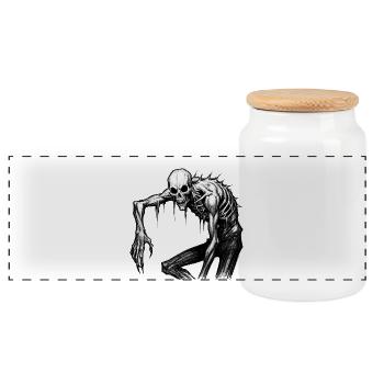 Albtraum Spooky Skelett Maskerade - Panorama Keksdose mit Holzdeckel - Weiß - Vorne