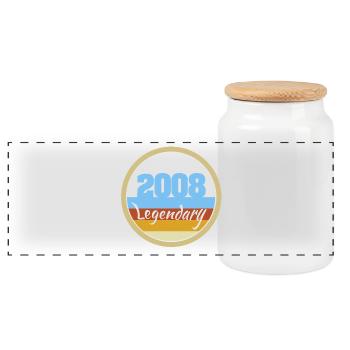 Année 2008 - Boîte à biscuits avec couvercle en bois - blanc - Devant