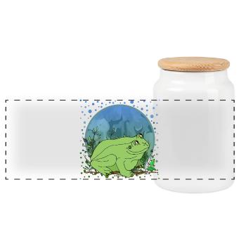 Grenouille - Boîte à biscuits avec couvercle en bois - blanc - Devant