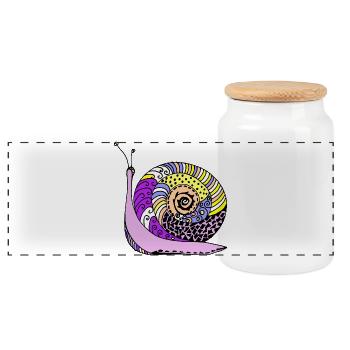 snail - Panoramic Cookie Jar with Wooden Lid - white - Front