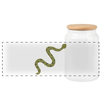 Vibrant Green Snake Illustration - Panoramic Cookie Jar with Wooden Lid - white - Front
