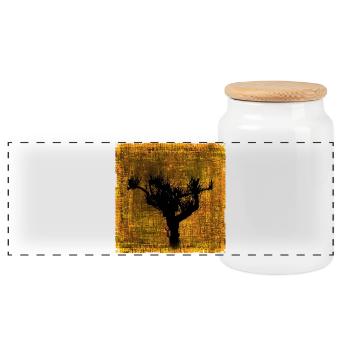 Vogelbaum Silhouette im Herbstfarben-Design - Panorama Keksdose mit Holzdeckel - Weiß - Vorne