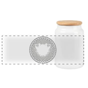 Geometric Mandala Pattern - Panoramic Cookie Jar with Wooden Lid - white - Front
